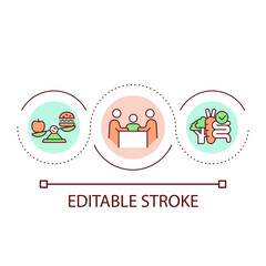 Planning nutritious meals for child loop concept icon. Prefer healthy snacks for kid abstract idea thin line illustration. Eating vegetables. Isolated outline drawing. Editable stroke. Arial font used
