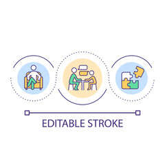 School counselor loop concept icon. Career advisor and student abstract idea thin line illustration. Increasing mental, emotional wellness. Isolated outline drawing. Editable stroke. Arial font used