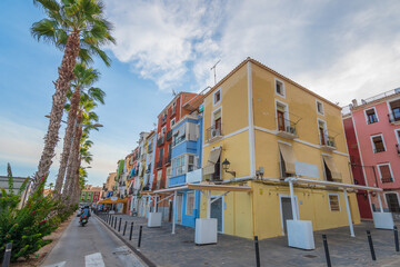 Cityscape of the fishing village of Villajoyosa (Alicante, Spain)