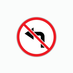 No Turn Left  Symbol. Return Prohibition Icon  - Vector.       