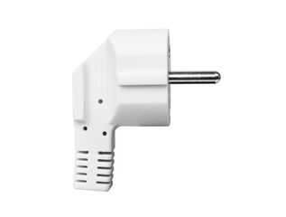 Electrical plug isolated on white background. European type white electric plug.