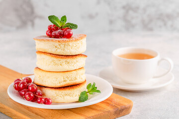 Japanese soft pancakes with berries