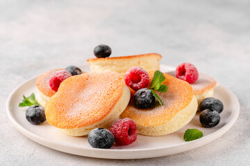 Japanese soft pancakes with berries