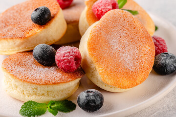 Japanese soft pancakes with berries