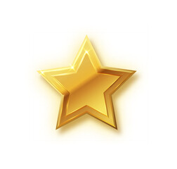 Gold shiny glitter glowing christmas star with shadow isolated on white background. Vector illustration.