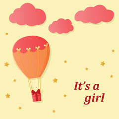 Banner It's a girl. Baby shower. Vector illustration