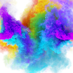 Fototapeta na wymiar Magic multicolor smoke rainbow clouds with violet puffs