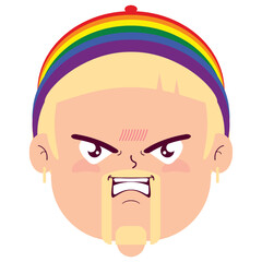 LGBTQ man angry face cartoon cute