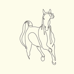 Continuous line drawing of horse. Single line art animal horse vector illustration