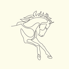 Continuous line drawing of horse. Single line art animal horse vector illustration