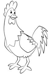 Rooster. Element for coloring page. Cartoon style.