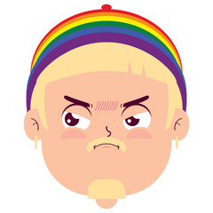 LGBTQ man angry face cartoon cute