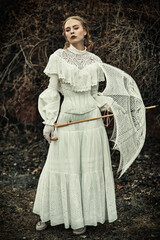 victorian woman on walk