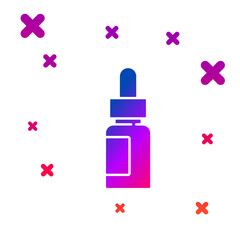 Color Essential oil bottle icon isolated on white background. Organic aromatherapy essence. Skin care serum glass drop package. Gradient random dynamic shapes. Vector