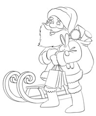 Santa Claus. Element for coloring page. Cartoon style.