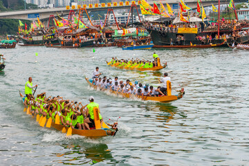 Dragon Boat Racing in Aberdeen, Hong Kong