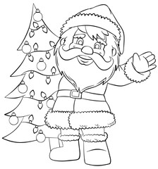 Santa Claus. Element for coloring page. Cartoon style.