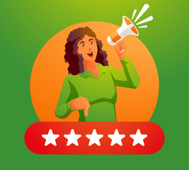 People giving five star feedback, customer review concepts, reviews stars