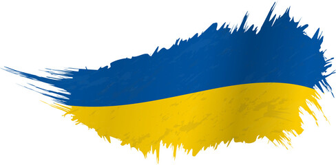 Flag of Ukraine in grunge style with waving effect.