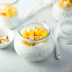 Healthy chia pudding with mango