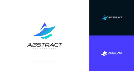 Obraz premium Abstract and Futuristic Letter A Logo Design in Blue Gradient Style. Letter A Logo or Icon for Business or Technology Logo