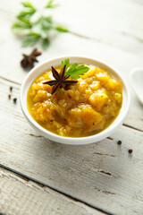 Traditional homemade mango chutney with spices