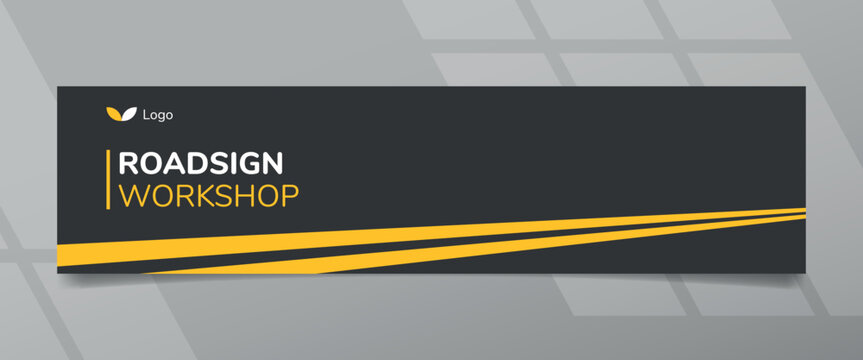 Road Sign Black Color and Yelow Strip Banner Design