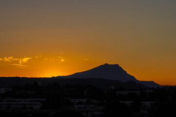 the Sainte Victoire mountain in the light of a summer morning