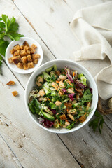 Healthy vegetable salad with white bean