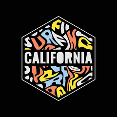 California surfing illustration typography. perfect for designing t-shirts, hoodies, poster, print - obrazy, fototapety, plakaty