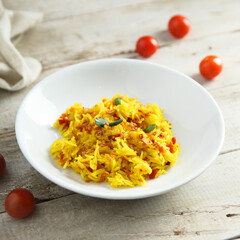 Healthy vegan rice with vegetables