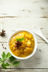 Traditional homemade mango chutney with spices