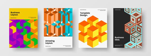 Naklejka premium Colorful book cover A4 vector design template composition. Bright geometric shapes flyer concept collection.