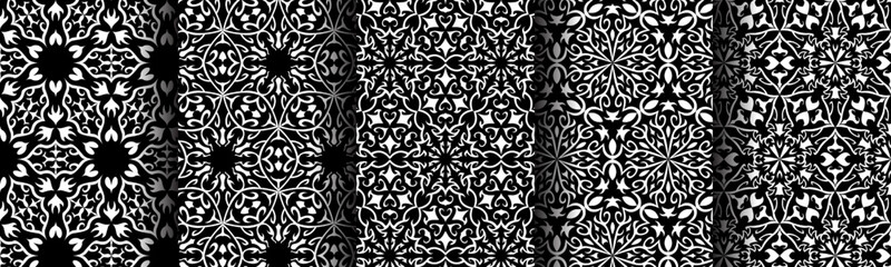 black and white pattern seamless ethnic background set bundle