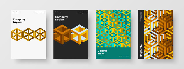 Fototapeta na wymiar Modern company cover A4 design vector concept bundle. Fresh geometric shapes corporate identity illustration composition.