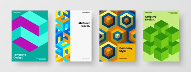 Obraz premium Clean mosaic pattern banner template set. Creative poster vector design concept bundle.