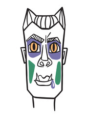 Vector character vampire. Monster head illustration. Halloween character.