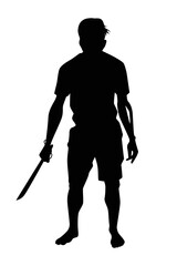 Zombie with knife silhouette vector on white background, ghost or devil in Halloween day.