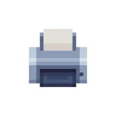 Printer icon. Pixel art stile. Video game 8-bit sprite. Isolated vector illustration. 