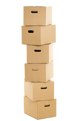 Empty and closed boxes on the white background