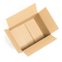 Empty and open box on the white background