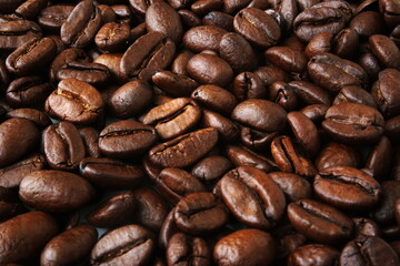 Coffee beans background, roasted Coffee beans texture. Its coffee time concept. 
