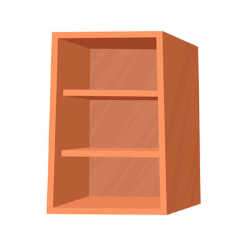 wooden book shelf flat vector illustration clipart