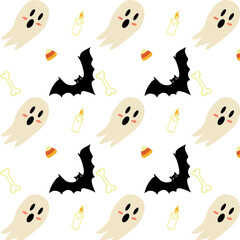 Fototapeta na wymiar halloween pattern, october, autumn theme, cute monsters
