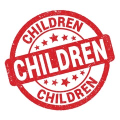 CHILDREN text written on red round stamp sign.