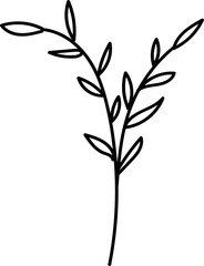 Obraz premium Hand drawn branches with leaves and flowers icon