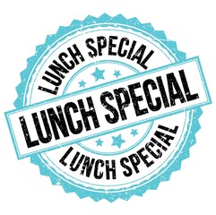 LUNCH SPECIAL text on blue-black round stamp sign