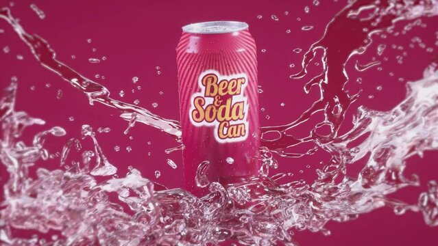 Beer and Soda Can with fresh splash 3D Looped