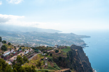 Fototapeta na wymiar Panoramic view from the highest viewpoint called Cabo Girao in Funchal. Madeira