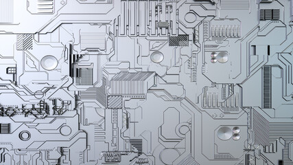 futuristic sci fi abstract texture background with detailed geometric lines and robotic technological shapes - 3d render of science fiction surface